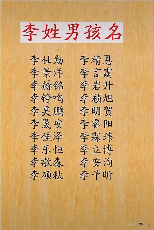 给姓李的孩子取名字 给姓李的孩子取名字大全