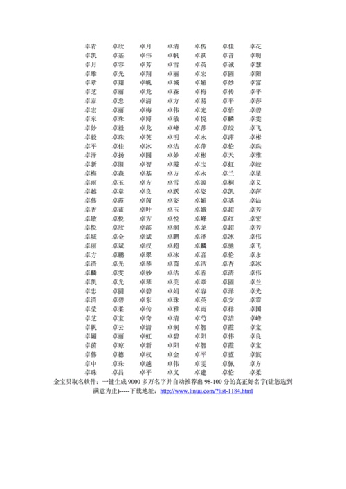 宝宝起名卓姓大全doc2页